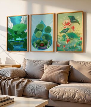 Conjunto De Impresiones De Arte Botánico De Nenúfares Sin Marco