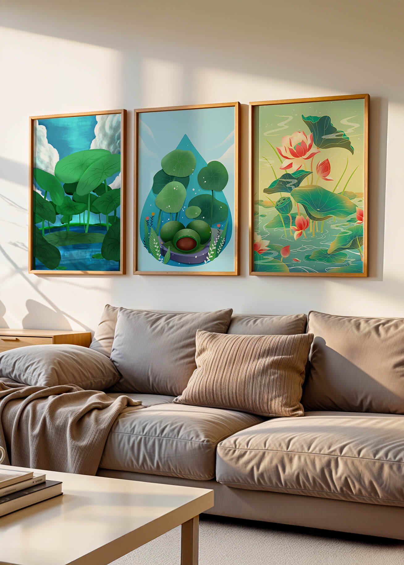 Conjunto De Impresiones De Arte Botánico De Nenúfares Sin Marco