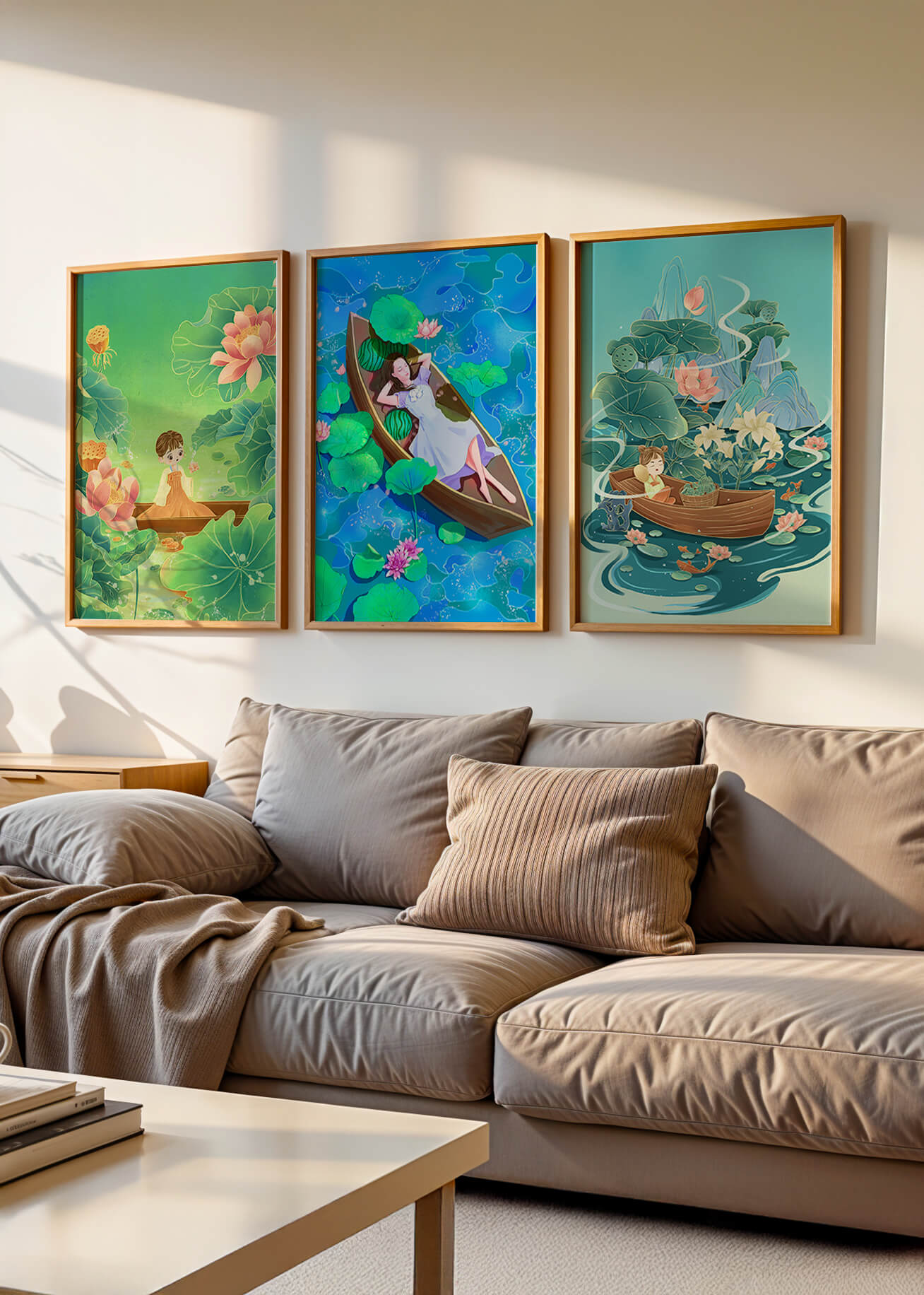 Arte De Niños En Barcos Con Flores Y Agua