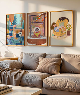 Décorations artistiques chaleureuses pour la maison avec des illustrations d’hiver