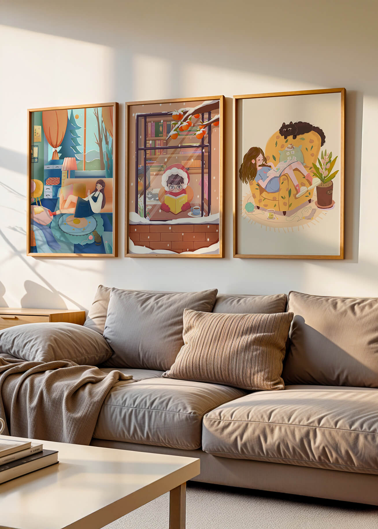 Décorations artistiques chaleureuses pour la maison avec illustrations d'hiver