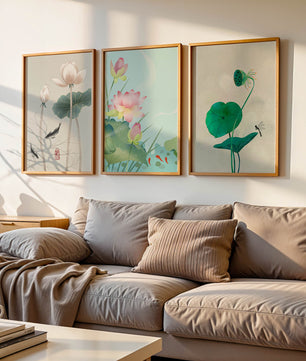 Images de fleurs de lotus avec des designs minimalistes