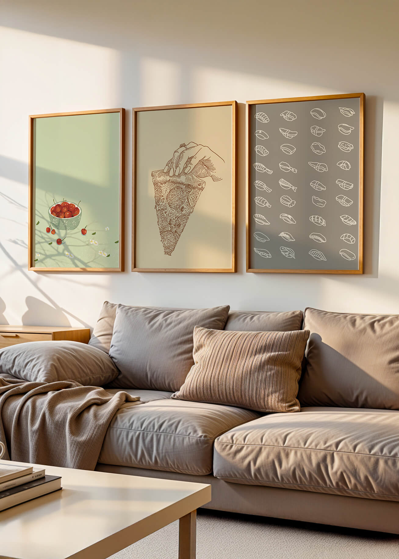 Trío de Pósteres de Arte Moderno de Comida