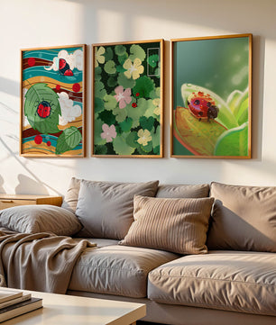 Tríptico De Mariquitas En Estilo Natural Moderno