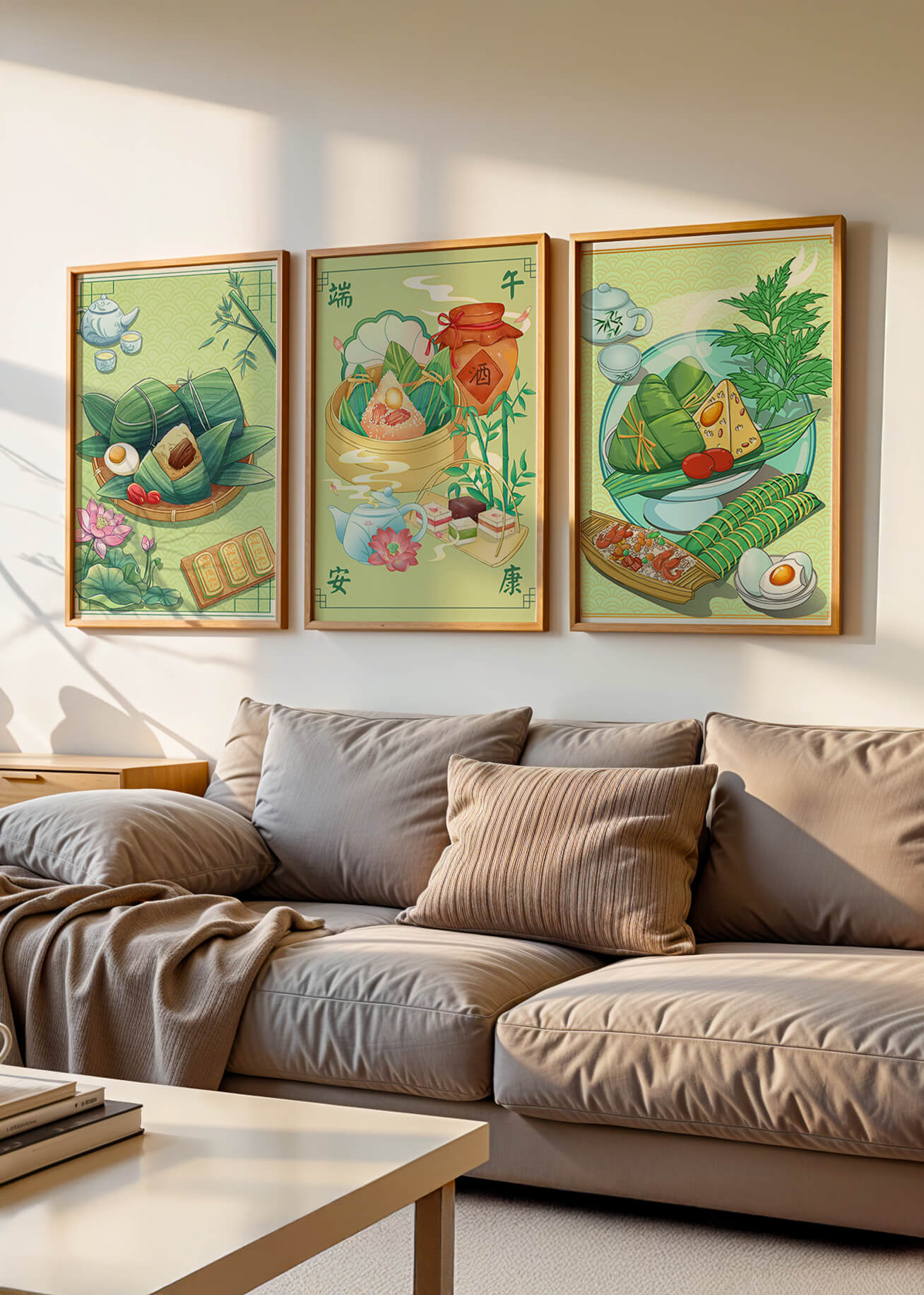 Arte de Comida Tradicional en Estilo Oriental con Motivos Culinarios