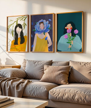 Ensemble de trois illustrations modernes sans cadre