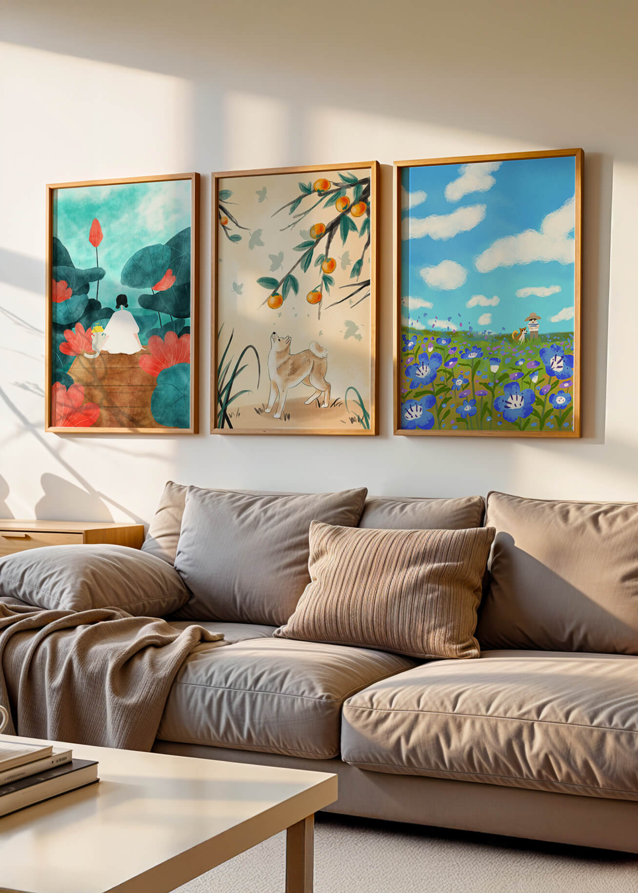 Conjunto de Pinturas Artísticas con Elementos Naturales y Animales