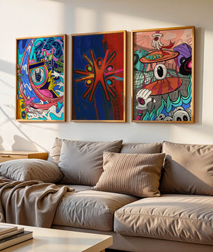 Ensemble d'œuvres d'art moderne aux couleurs vibrantes