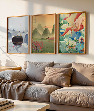 Art moderne avec paysages naturels et détails colorés