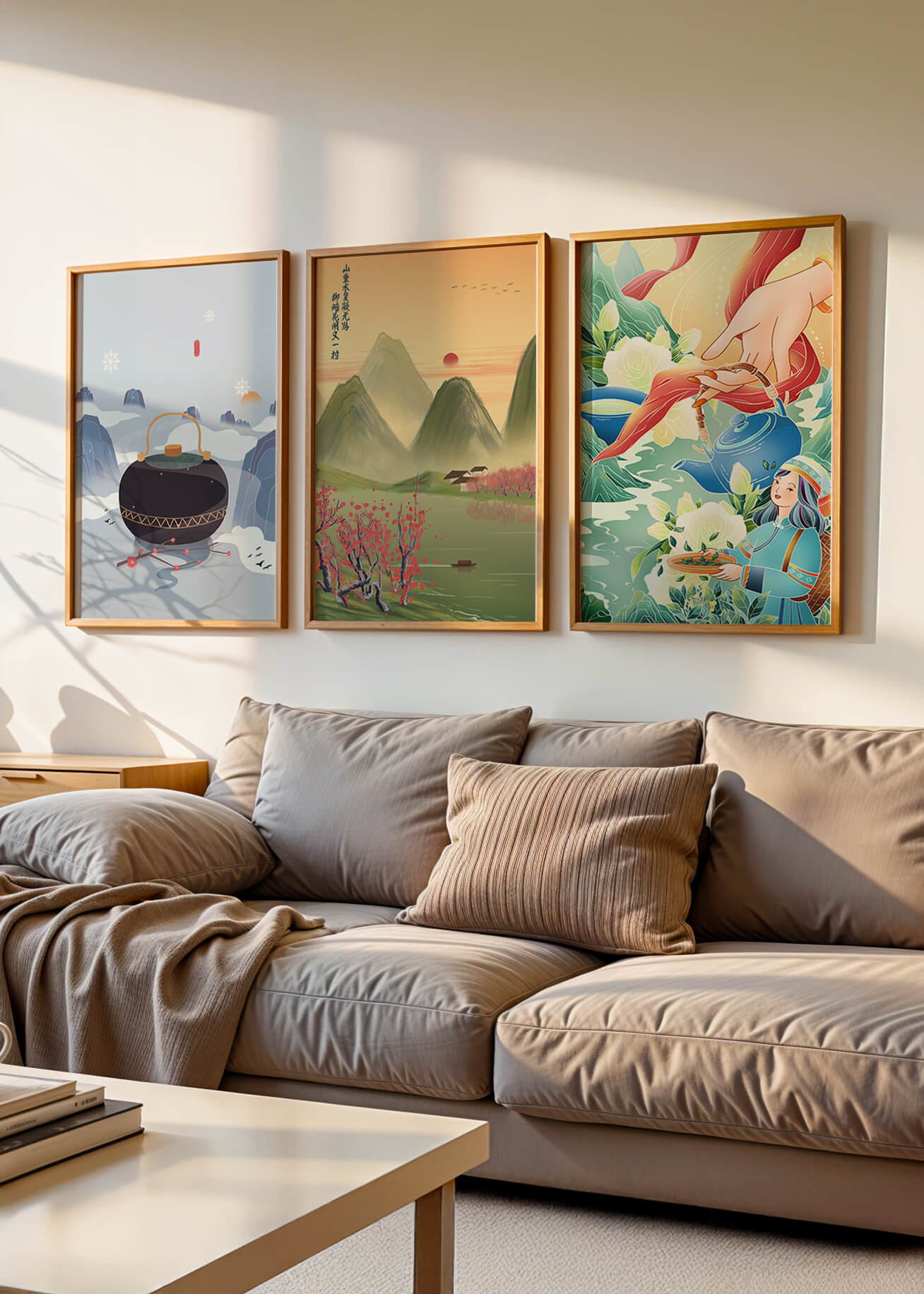 Art moderne avec paysages naturels et détails colorés