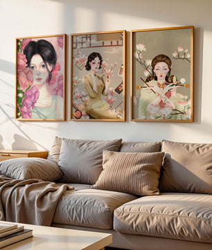 Arte Moderno de Mujeres Asiáticas en Decoración de Pared