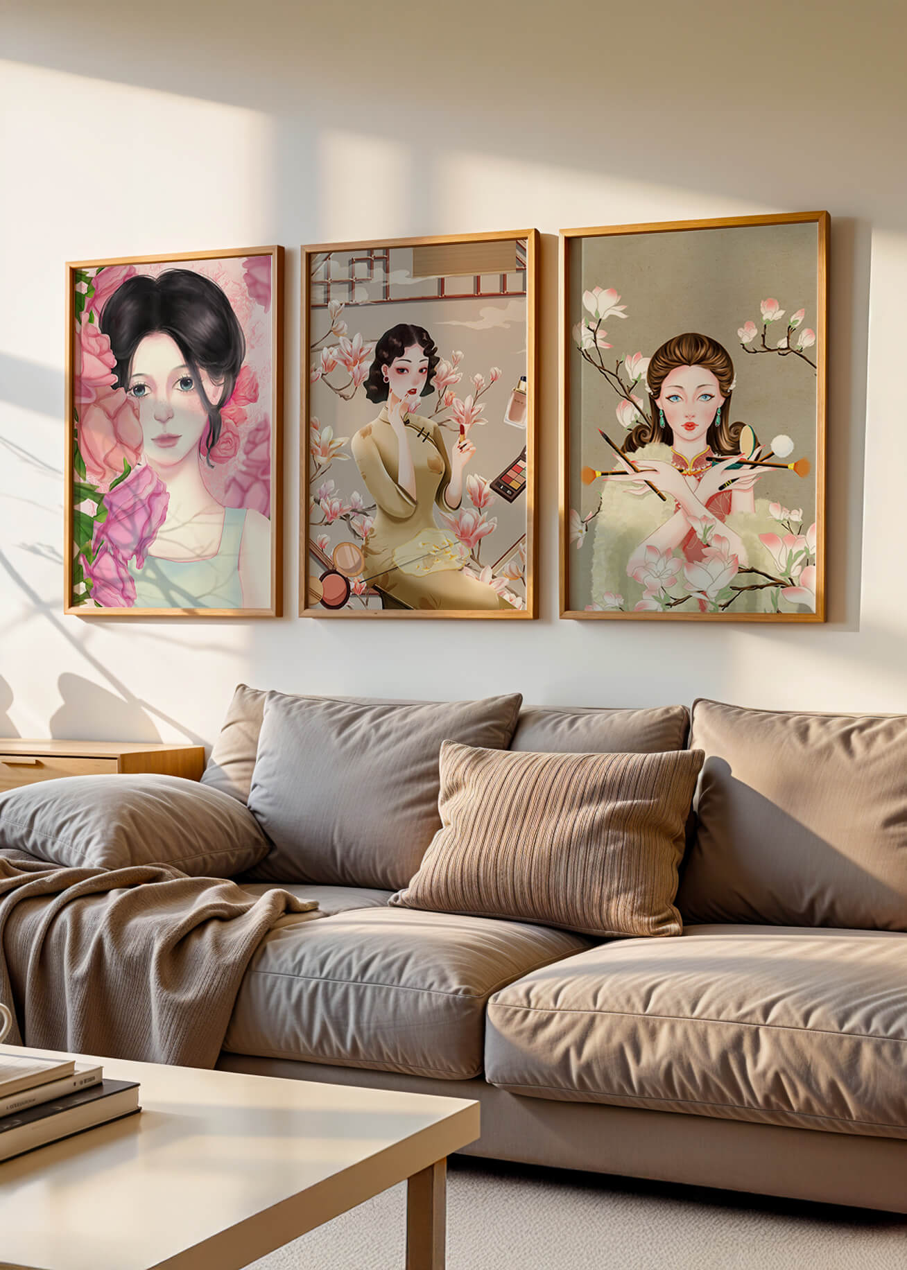 Arte Moderno de Mujeres Asiáticas en Decoración de Pared