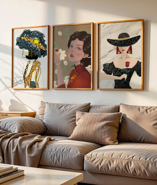 Set de Arte con Retratos de Mujeres en Estilo Clásico y Moderno