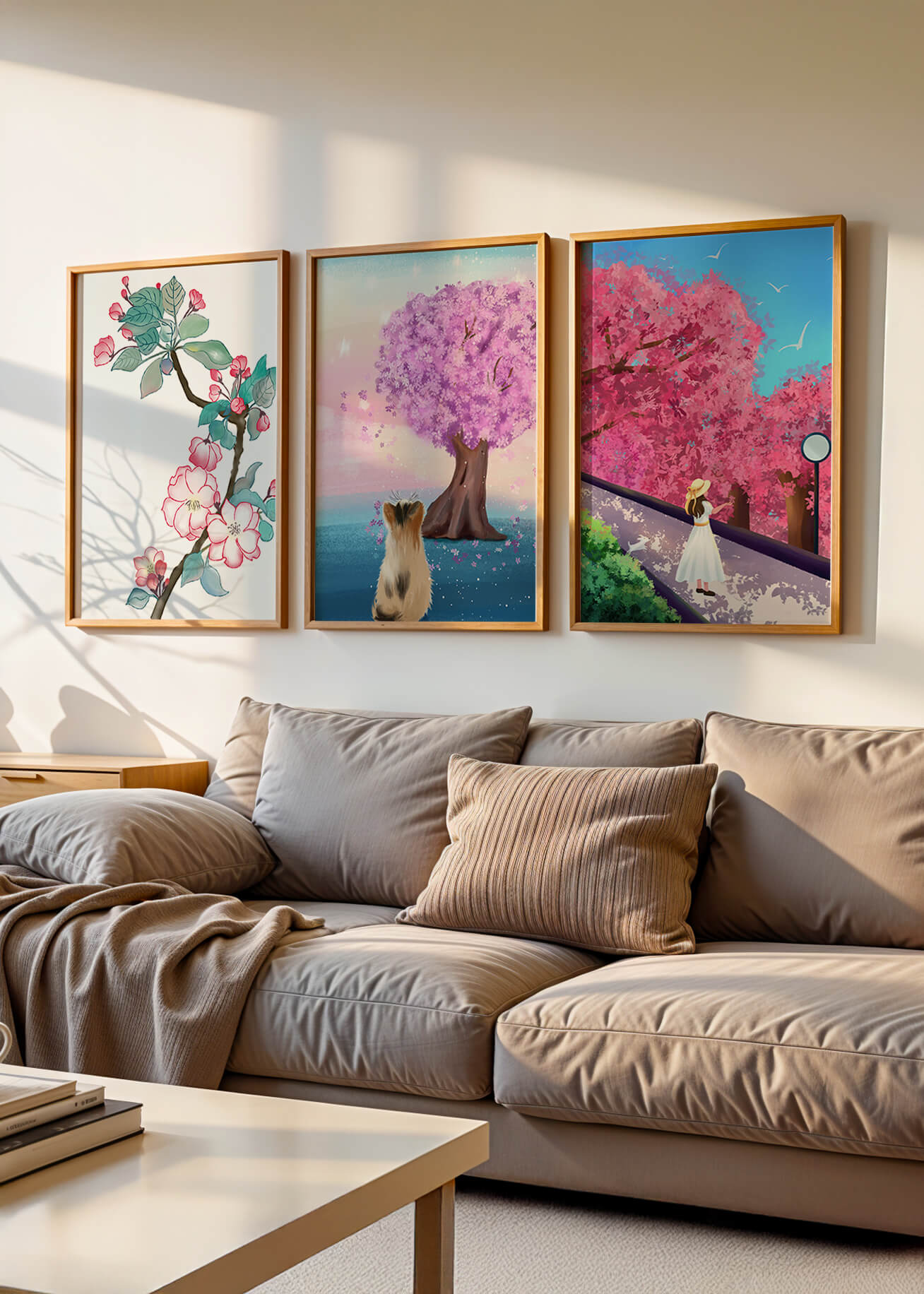 Ensemble d'Impressions Artistiques avec Arbres en Fleurs