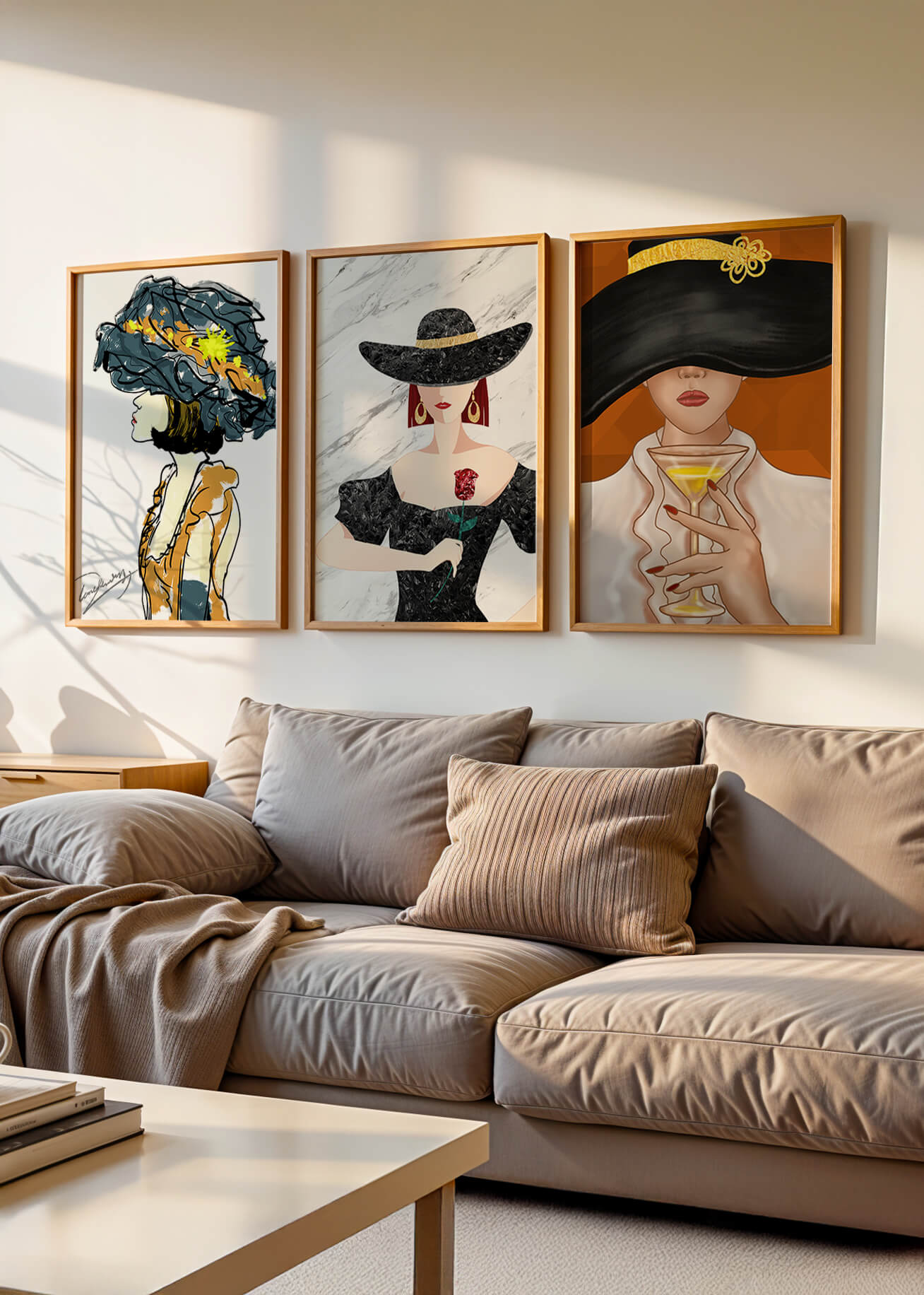 Impression artistique de mode avec éléments dorés