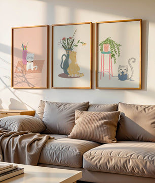 Imágenes Decorativas de Gatos y Plantas en Interiores Modernos