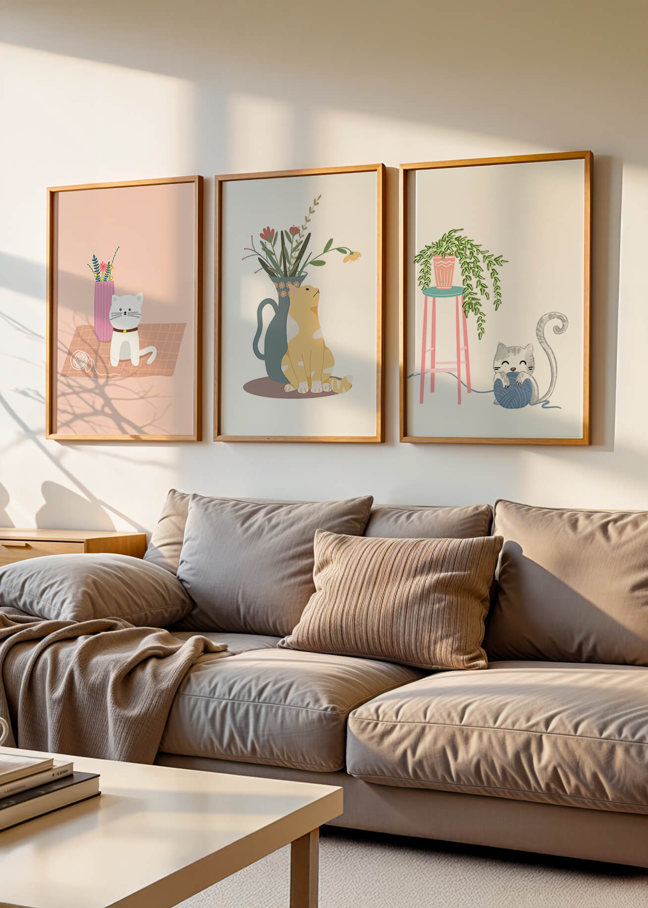 Imágenes Decorativas de Gatos y Plantas en Interiores Modernos