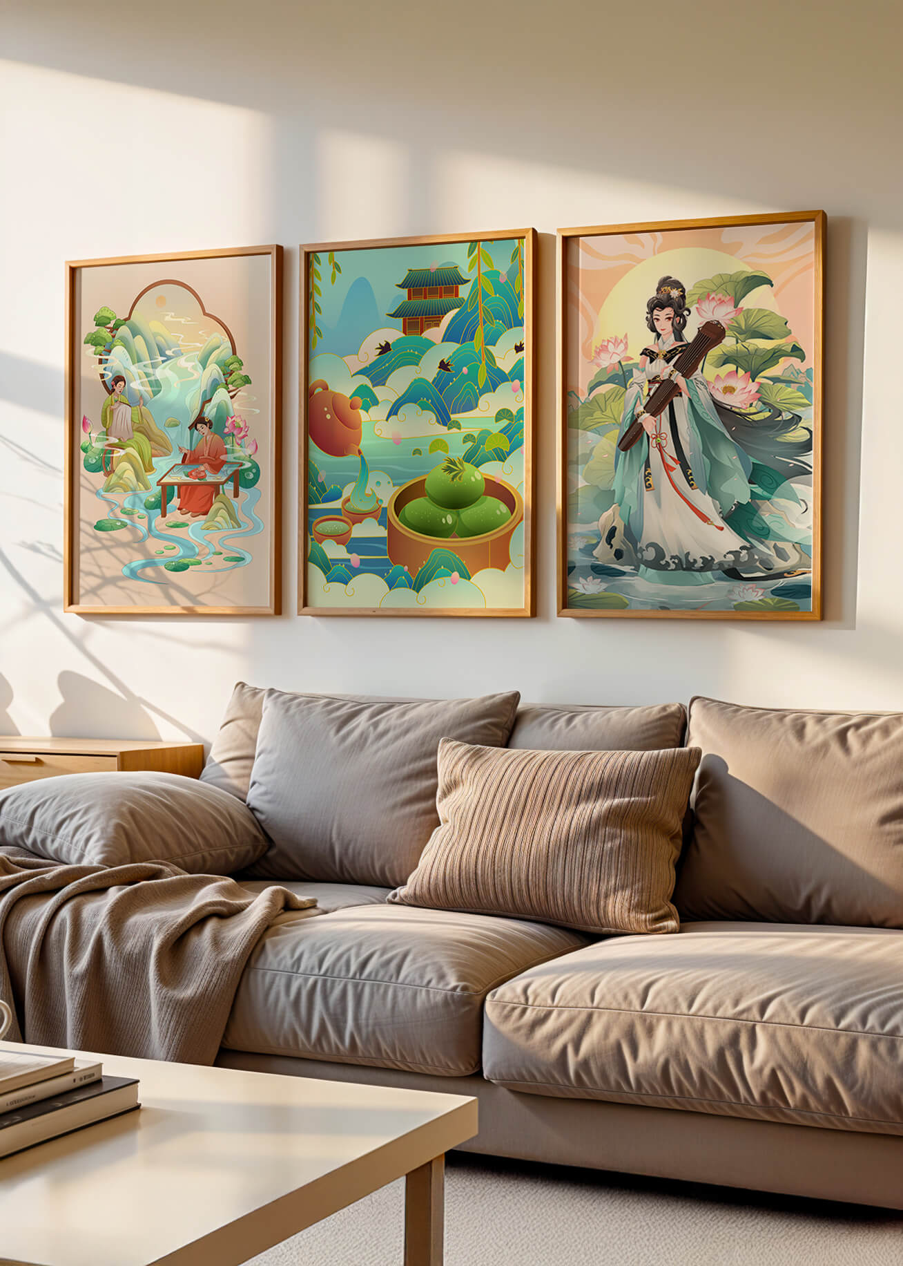 Ensemble d’œuvres d’art de style asiatique sur fond neutre