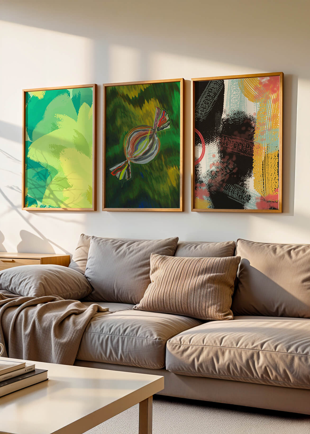 Tríptico De Arte Abstracto Sin Marco Con Impresión De Alta Calidad