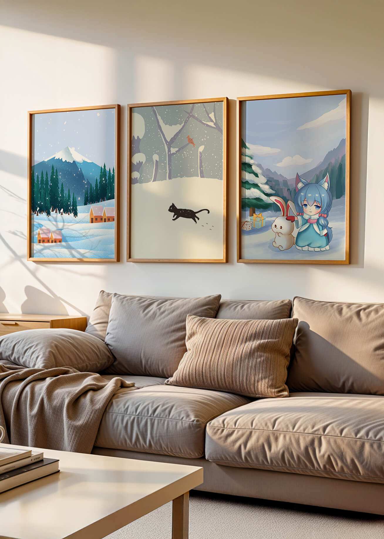 Paysages enneigés et personnage fantastique en impression de haute qualité