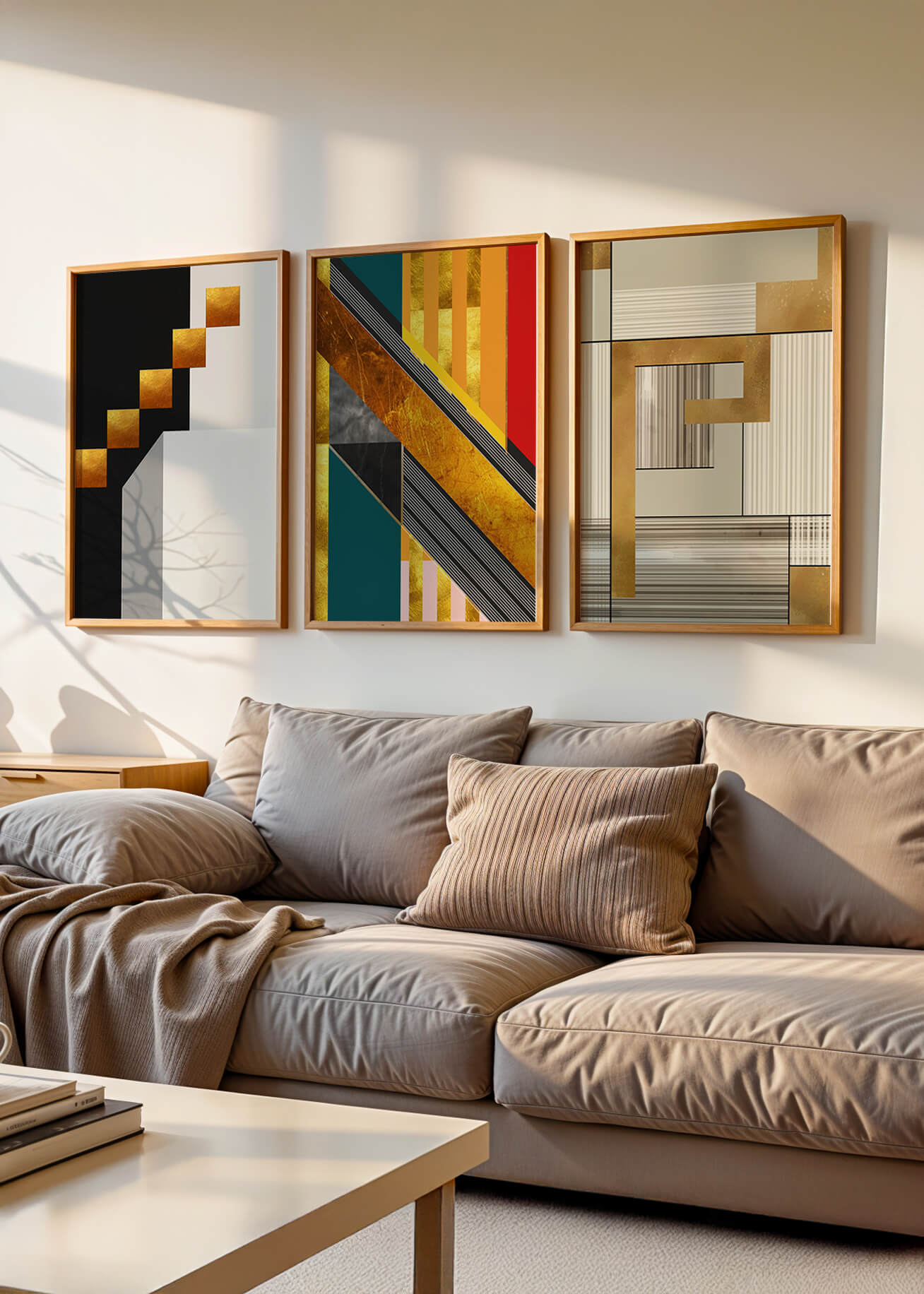 Arte Abstracto Moderno con Detalles Dorados