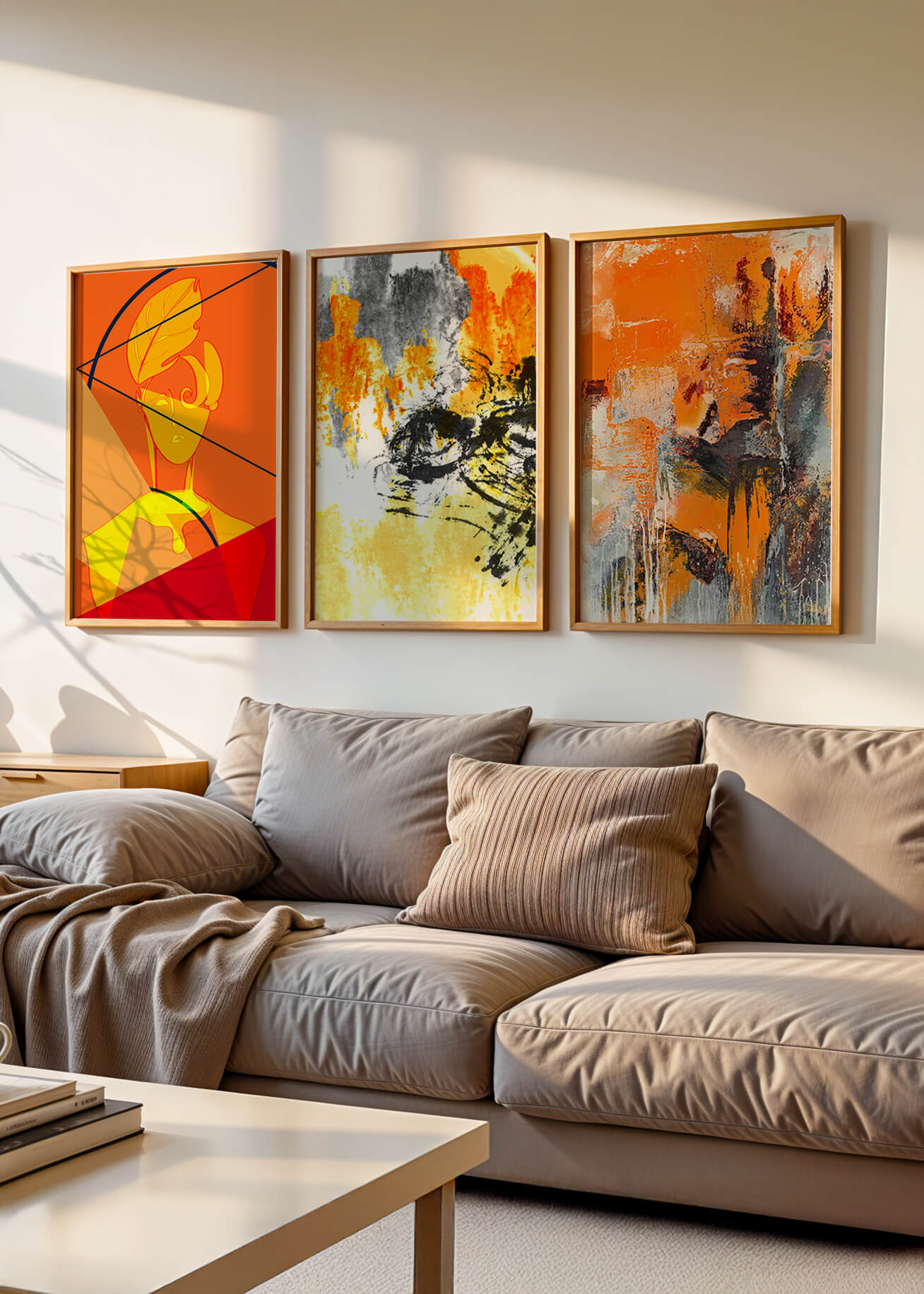 Pinturas Abstractas Modernas en Tonos Anaranjados