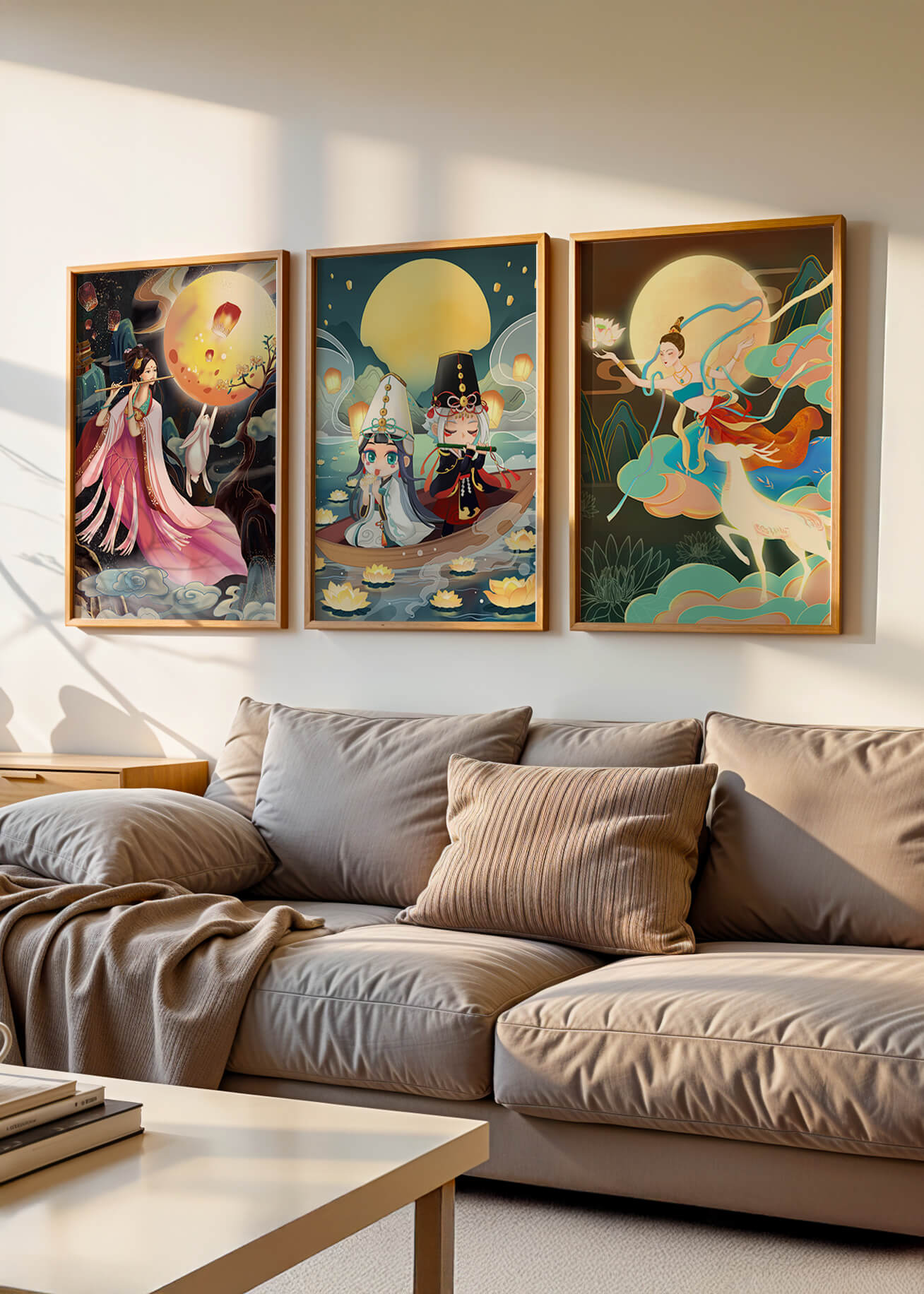 Pinturas De Fantasía Con Luna Llena Y Personajes Mitológicos