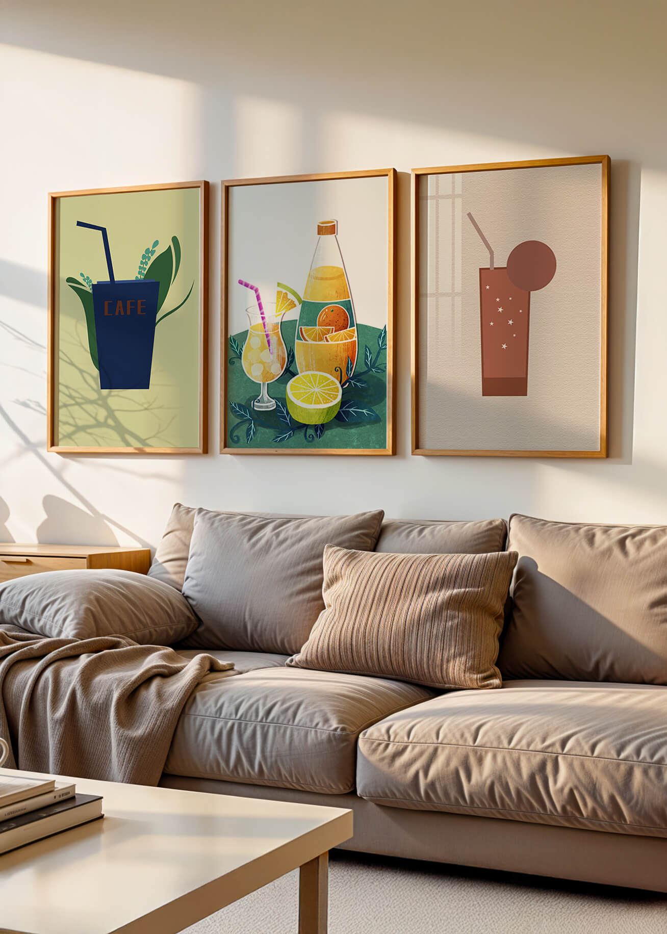 Imágenes Minimalistas de Bebidas Exhibidas en Interiores