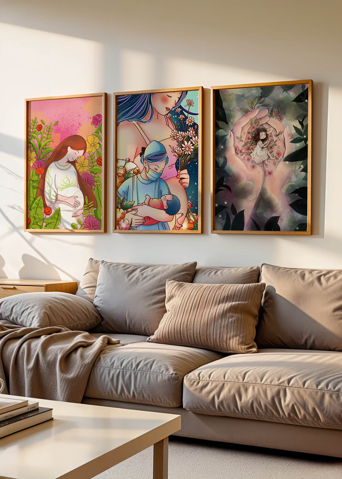 Arte Moderno De Madres Y Naturaleza En Colores Vibrantes