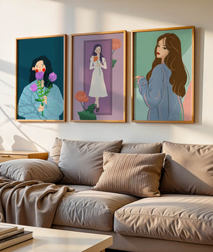 Ilustraciones Modernas De Mujeres Con Flores