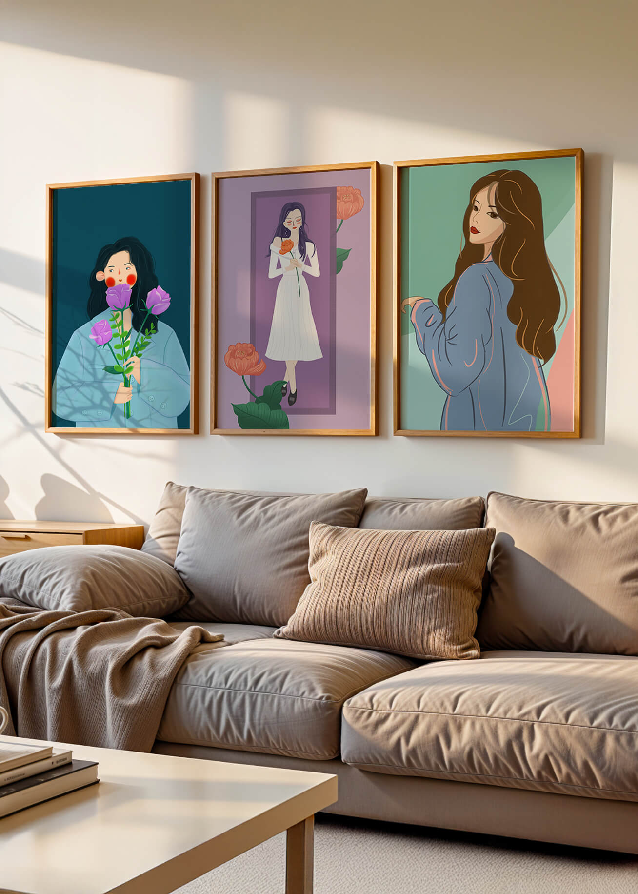 Ilustraciones Modernas De Mujeres Con Flores