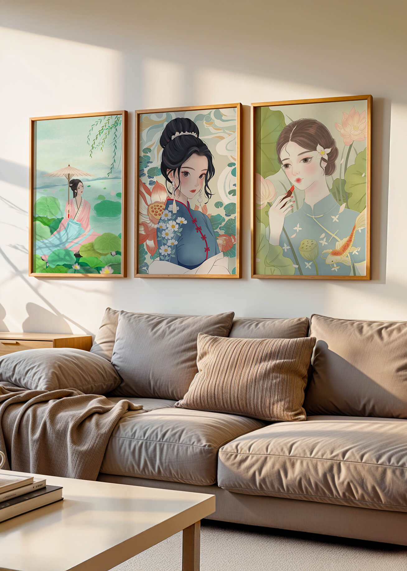 Décoration murale avec art asiatique de femmes élégantes