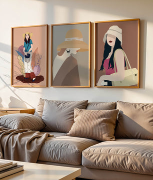 Retratos Modernos de Mujeres con Sombreros en Estilo Vectorial