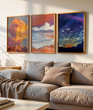 Pinturas Abstractas De Cielo Y Paisaje Sin Marco
