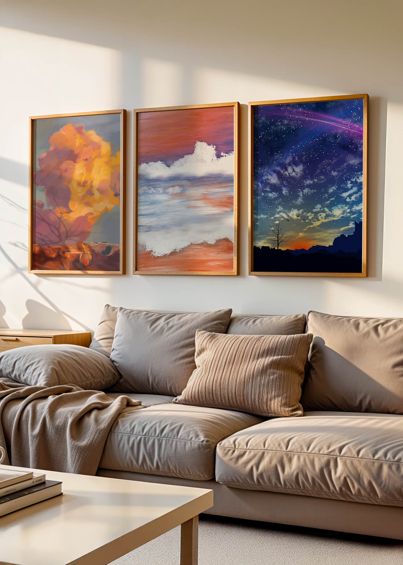Pinturas Abstractas De Cielo Y Paisaje Sin Marco