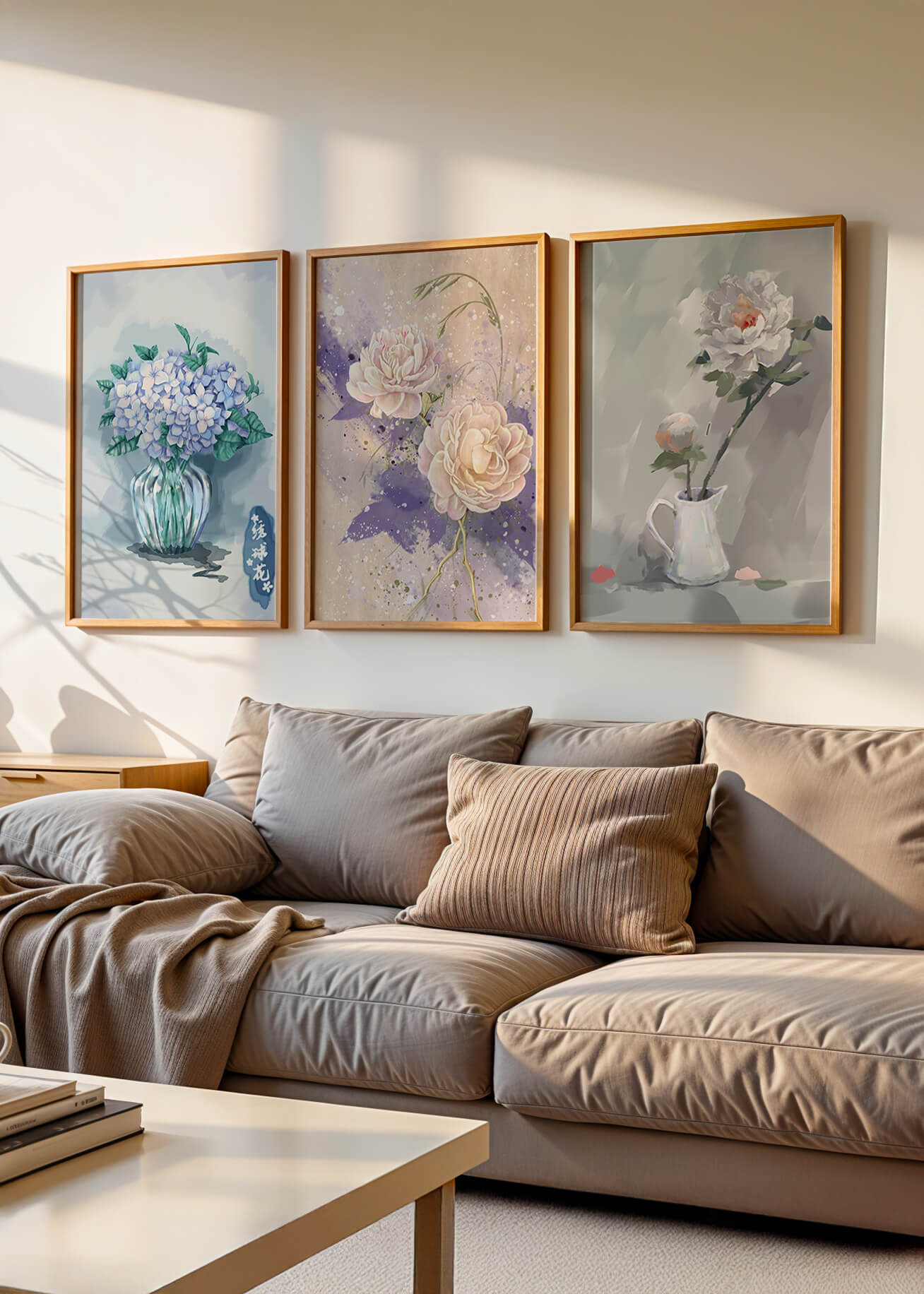 Ensemble d’art floral imprimé sans cadre au format vertical