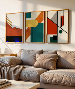 Ensemble d'art abstrait moderne avec des motifs géométriques sans cadre