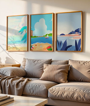 Paisajes Playeros con Colores Vivos en un Interior Moderno