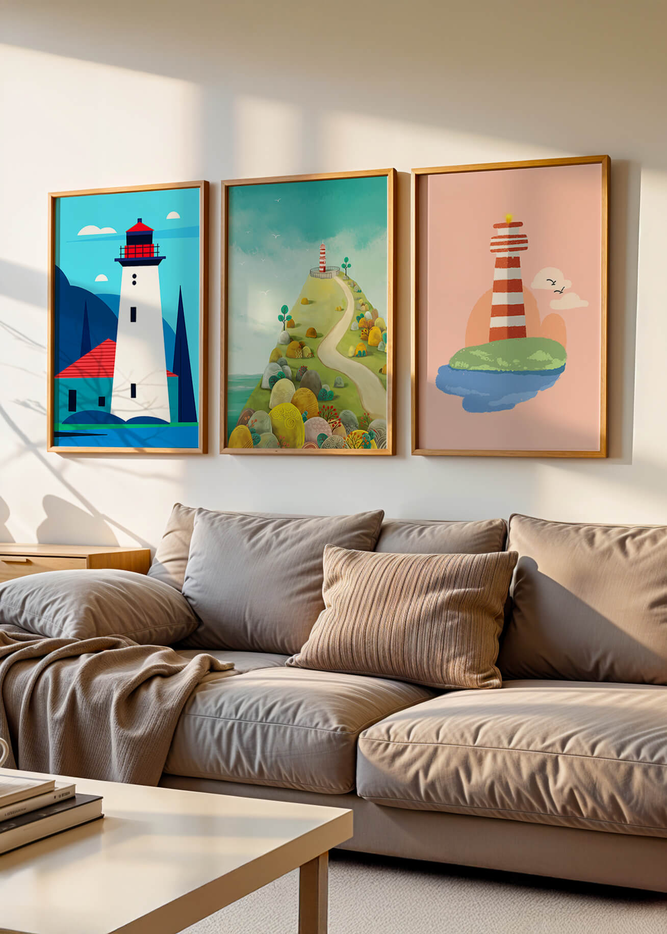 Conjunto de Impresiones de Arte con Motivos de Faros Sin Marco