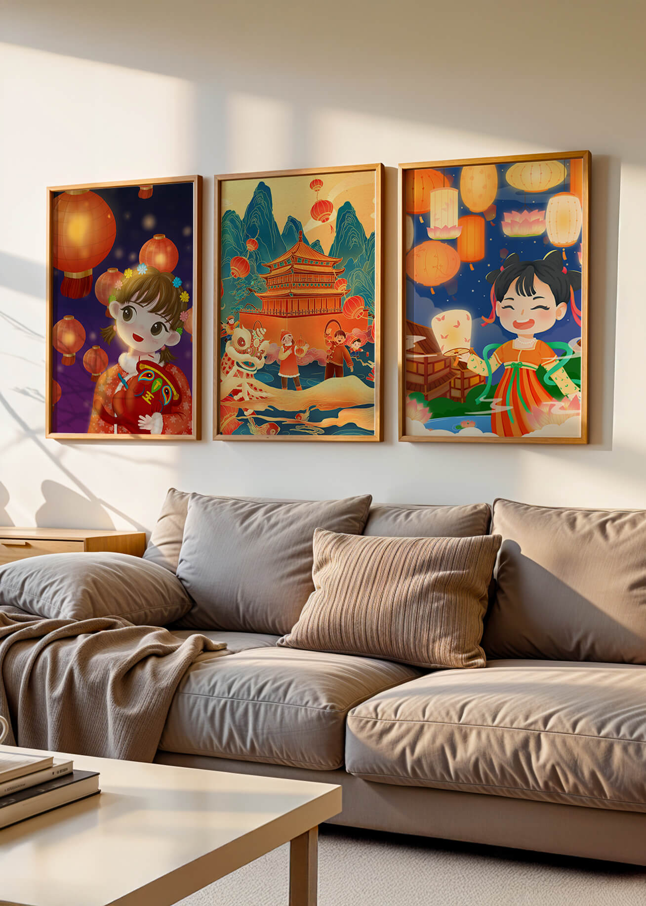 Ensemble d'art de célébration culturelle dans un style illustratif