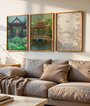 Triptyque de paysages asiatiques en impressions artistiques