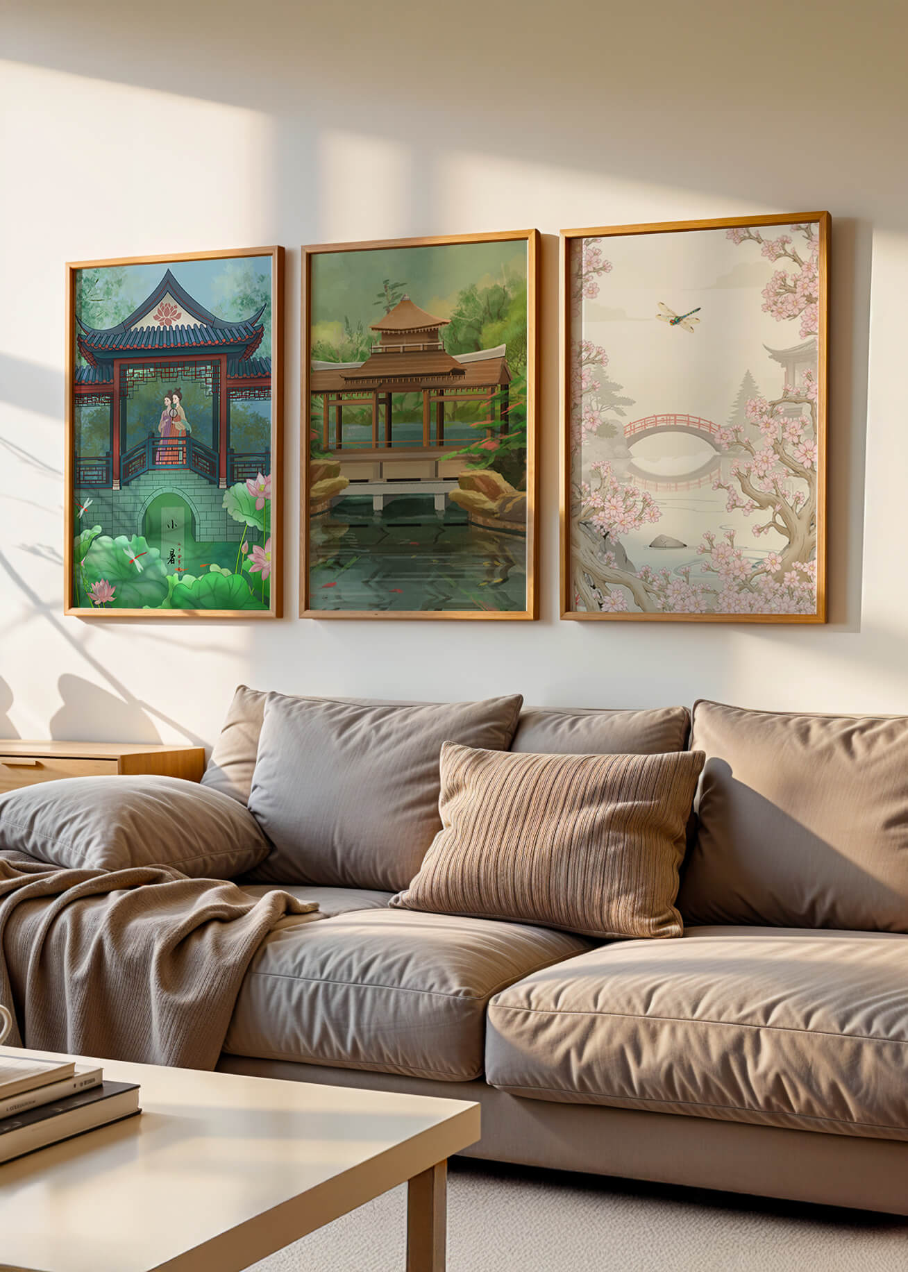 Triptyque de paysages asiatiques en impressions artistiques