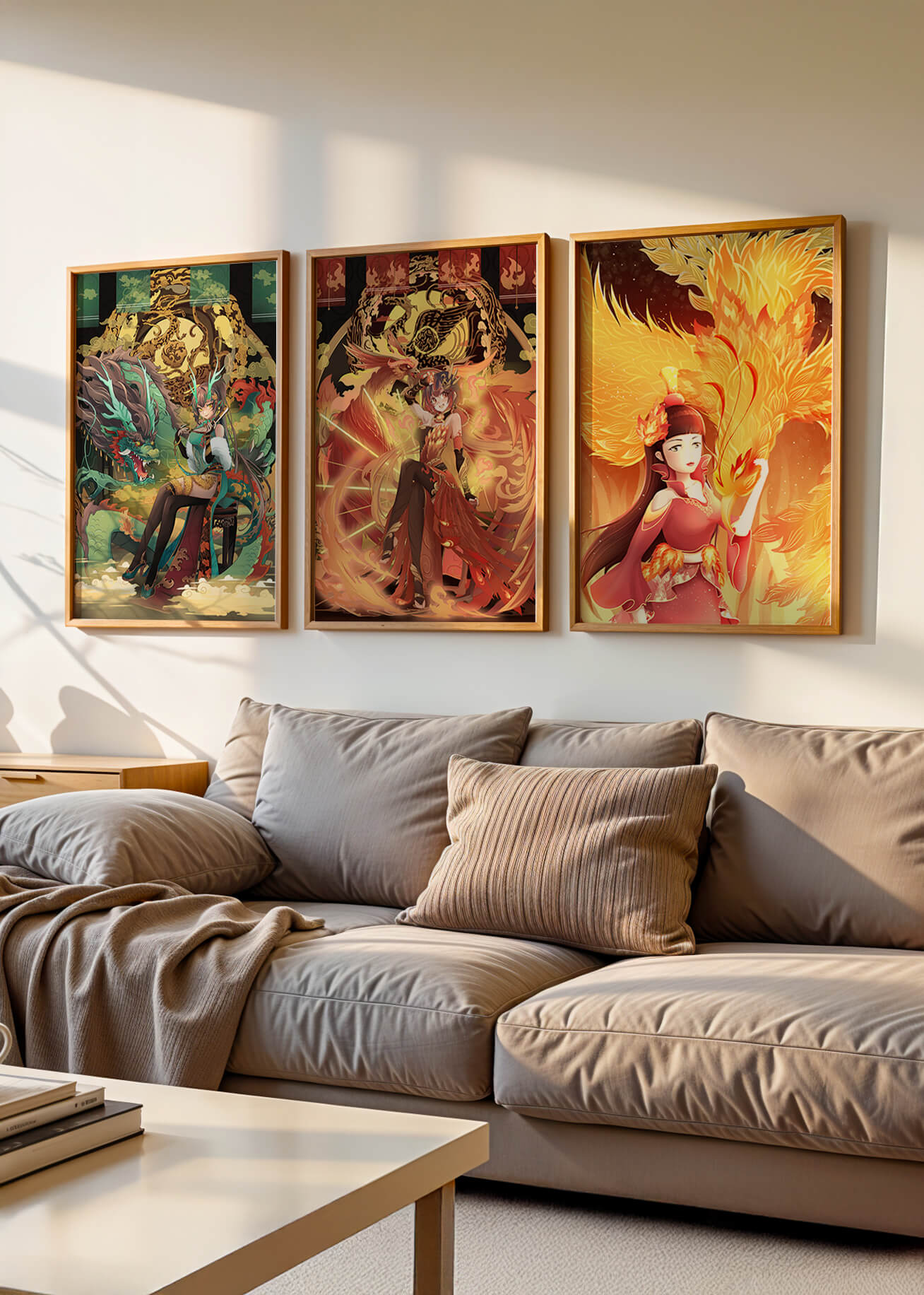 Fantasievolle Illustrationen mit mythologischen Motiven in leuchtenden Farben