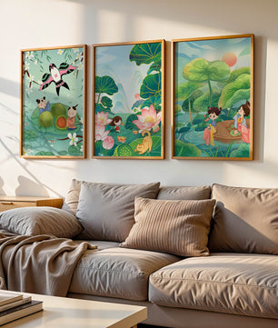 Kunstdrucke im asiatischen Stil mit Naturmotiven