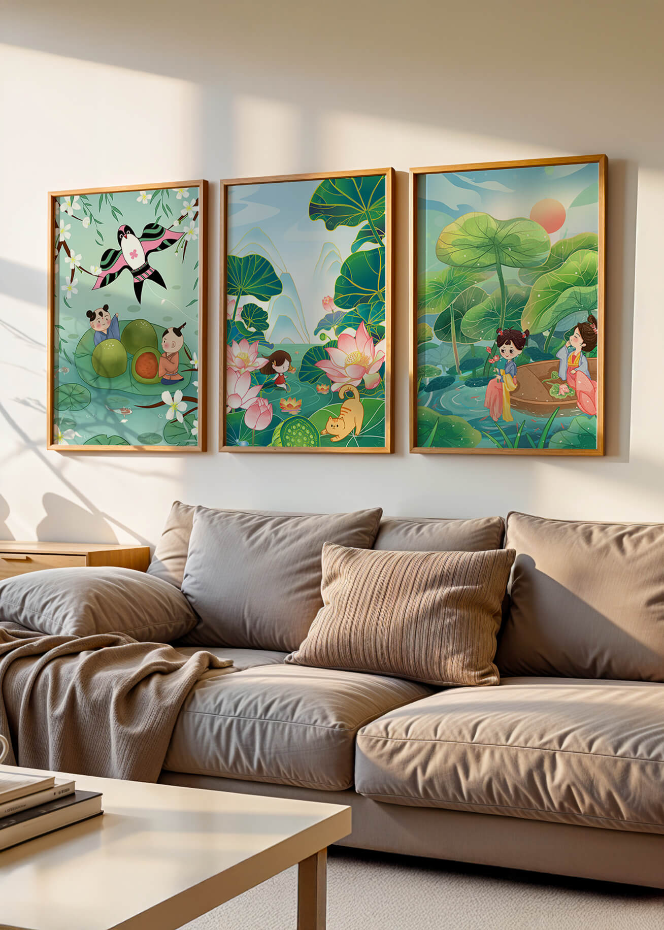 Kunstdrucke im asiatischen Stil mit Naturmotiven