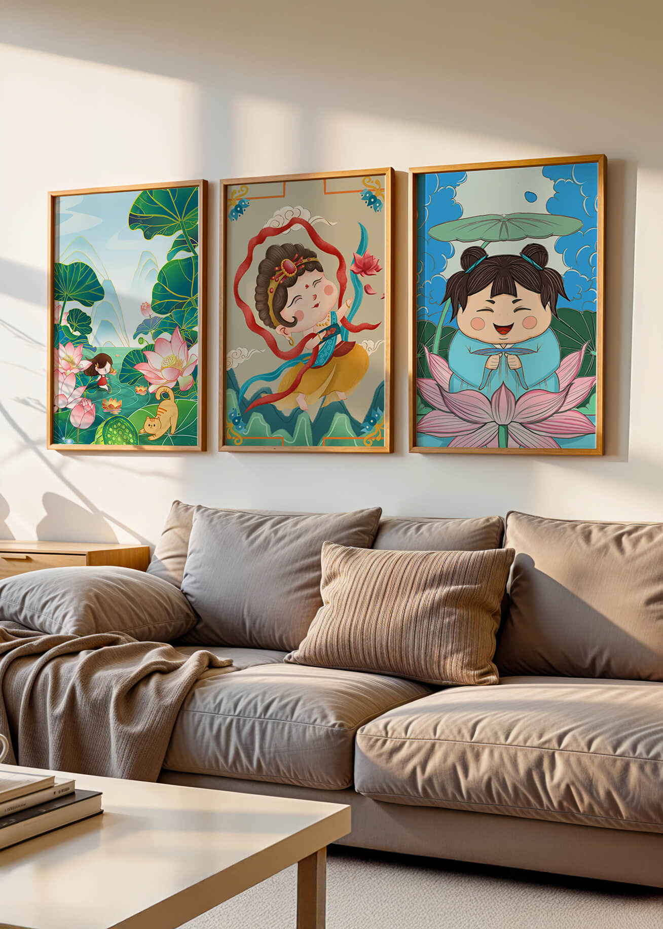 Ensemble d’illustrations de personnages adorables et de motifs floraux dans des tons vibrants