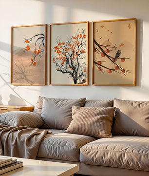 Ensemble d’art décoratif avec des motifs de nature et de fruits d’automne