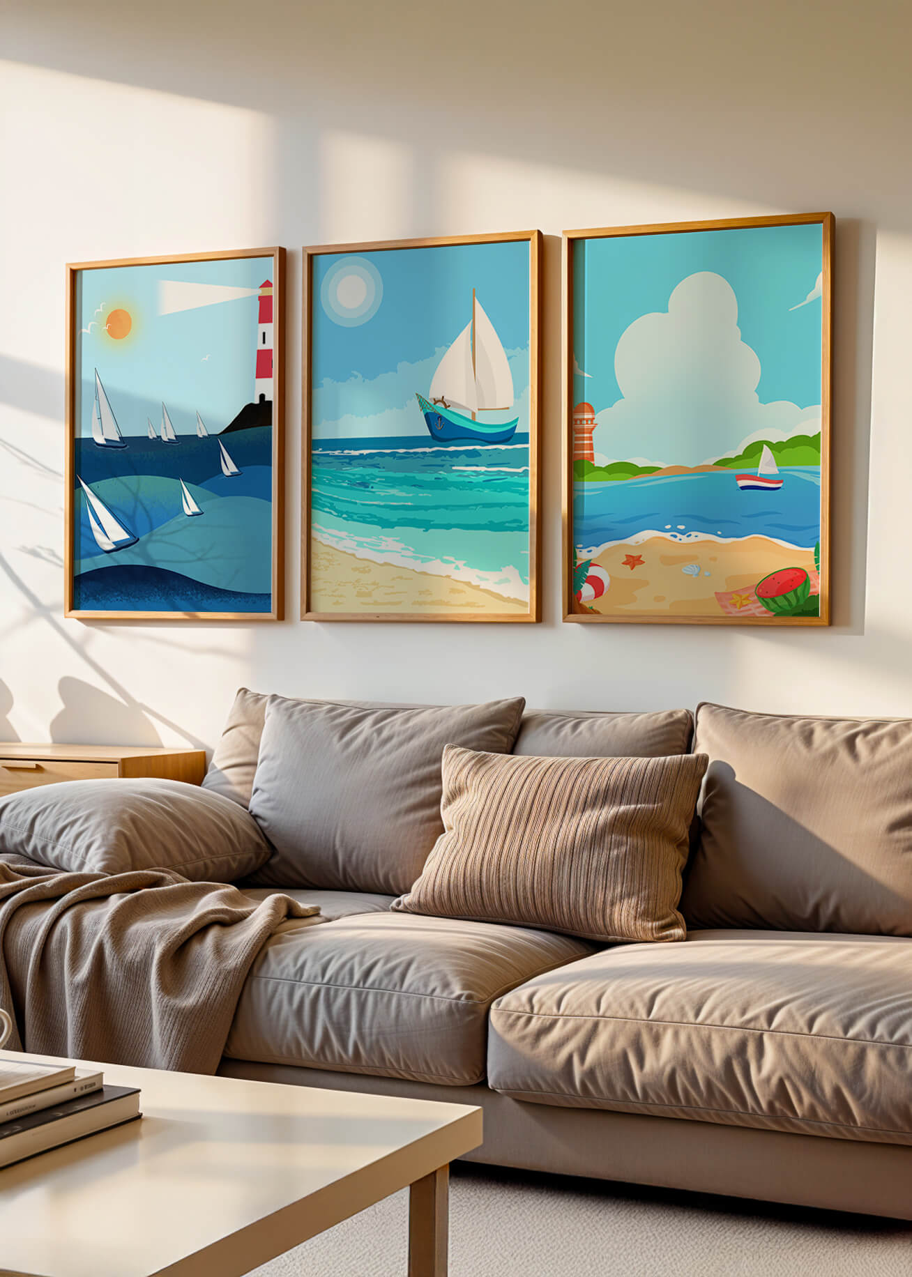 Conjunto De Ilustraciones Náuticas En Estilo Minimalista