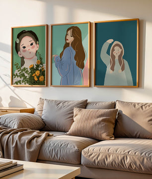 Impresiones artísticas de retratos femeninos en estilo moderno