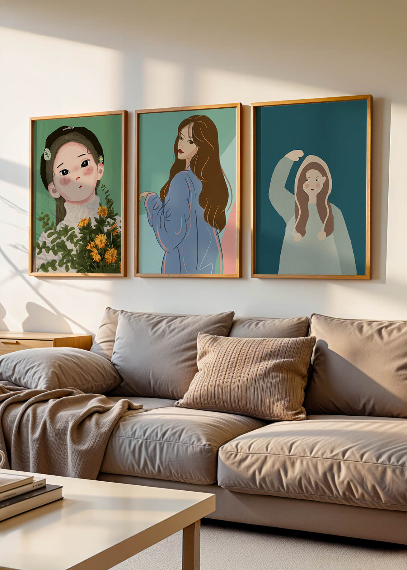 Impresiones artísticas de retratos femeninos en estilo moderno